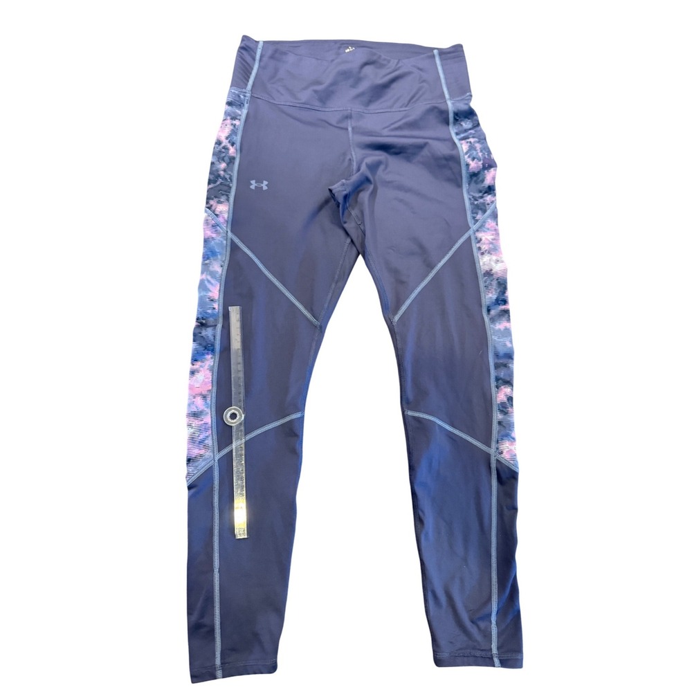 Under Armour HeatGear Womens Leggings Purple Pink Blue Abstract Print Size LG